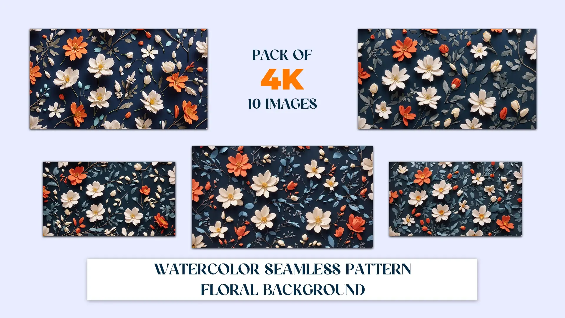 Watercolor Floral Pattern Background 4K Seamless Flower Collection image